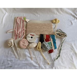 Vintage Lace/Rick Rack Lot, White/Pink/Red/Blue, Wide/Narrow